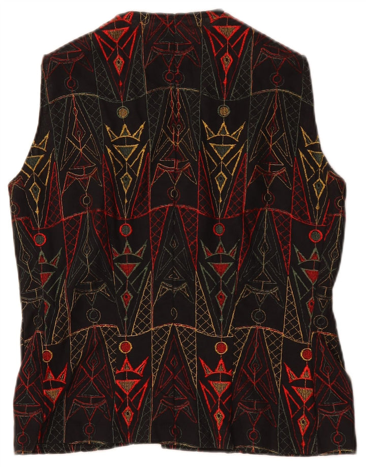 Vestă vintage pentru femei UK 12 Medium Black Geometric