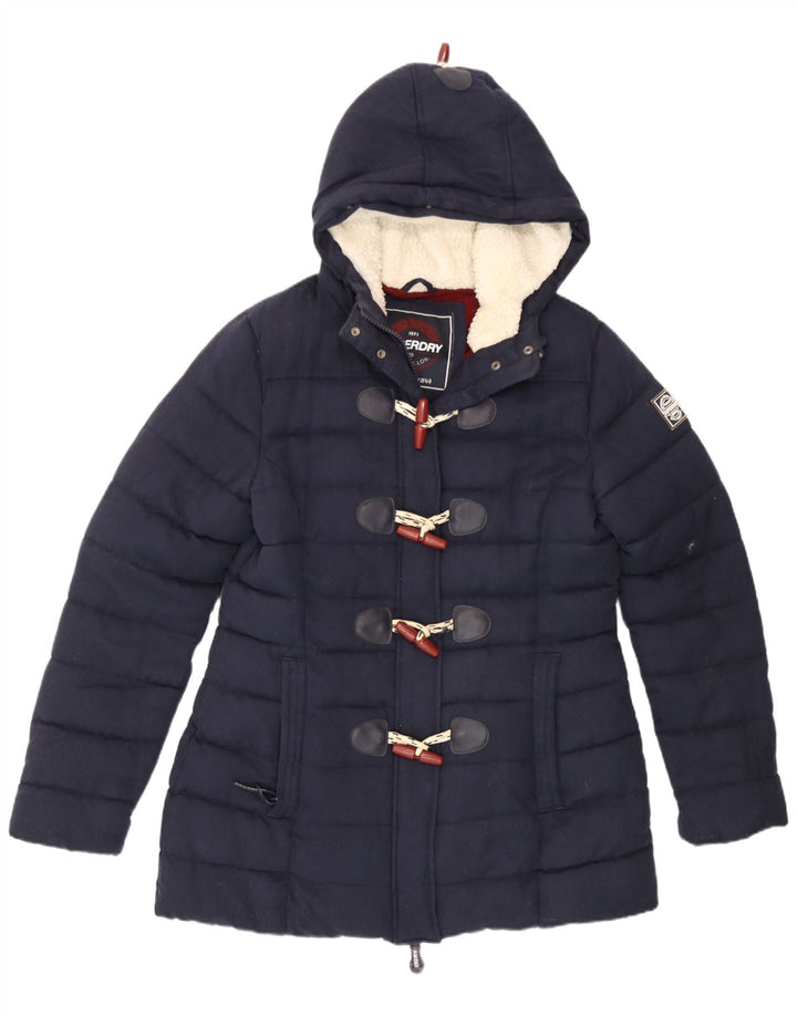 Jachetă căptușită cu glugă pentru femei Superdry UK 14, mare, albastru, poliester