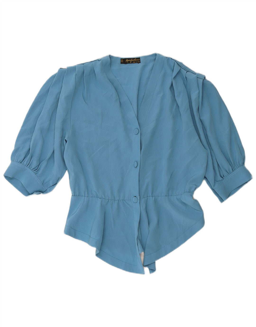 MARIO PUCCI CECCONI Bluză cămașă cu mânecă scurtă pentru femei IT 42 Medium Blue