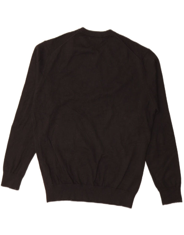 ZARA Mens V-Neck Jumper Sweater Medium Black Acrylic
