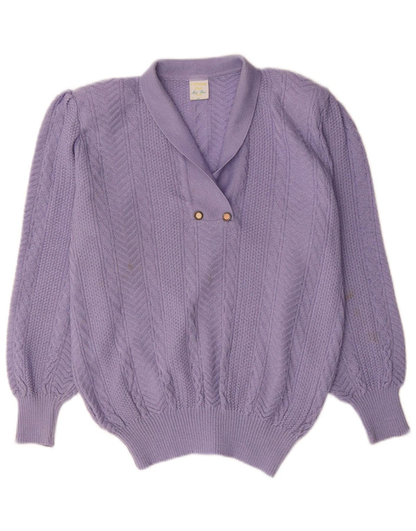 Pulover pentru damă Christian Dior cu gât șal, bumbac violet UK 18 XL