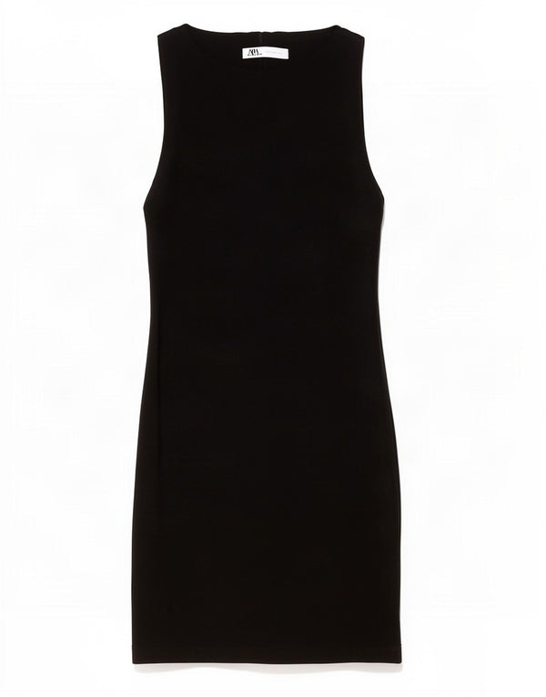 Rochie bodycon fără mâneci pentru femei Zara UK 8, bumbac negru mic