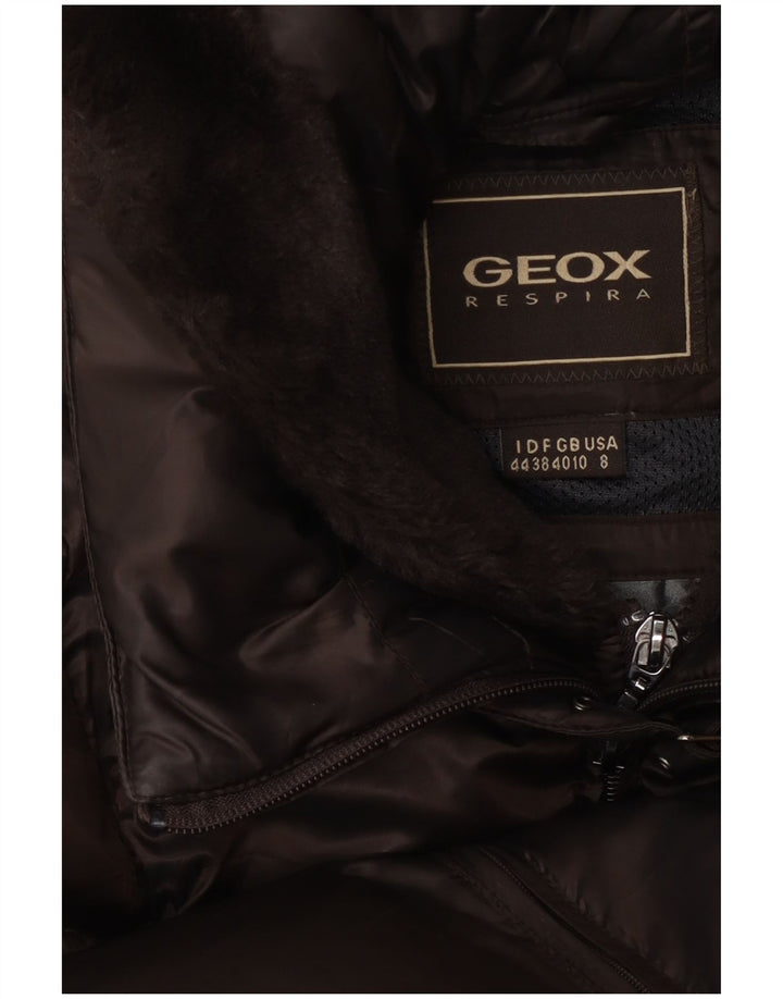 Jachetă căptușită cu glugă Geox pentru femei Respira UK 10 Small Brown