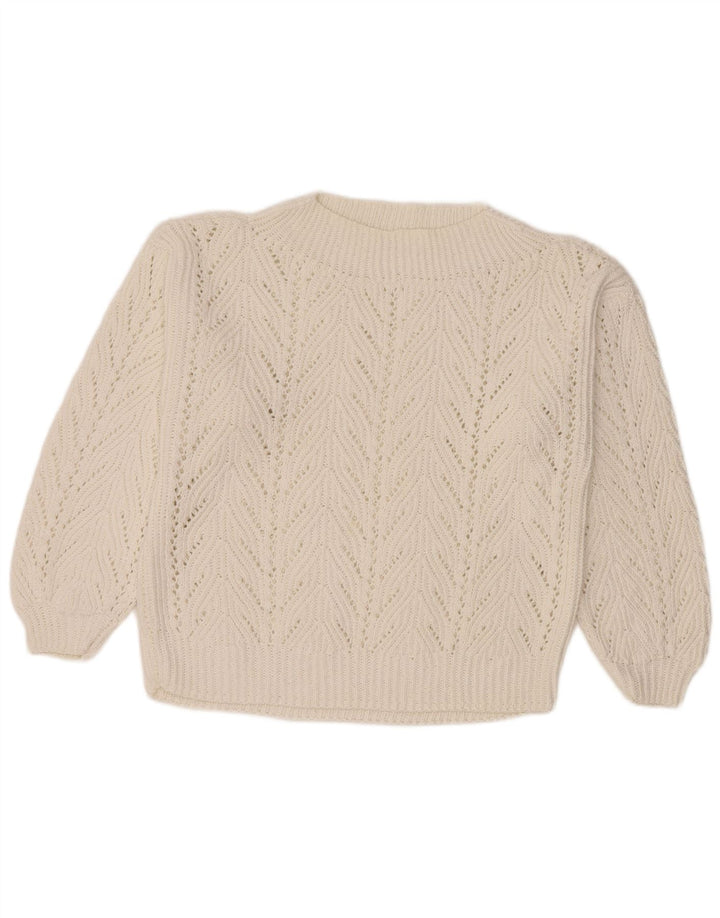 Pulover vintage cu gât țestoasă pentru femei UK 14 Large White