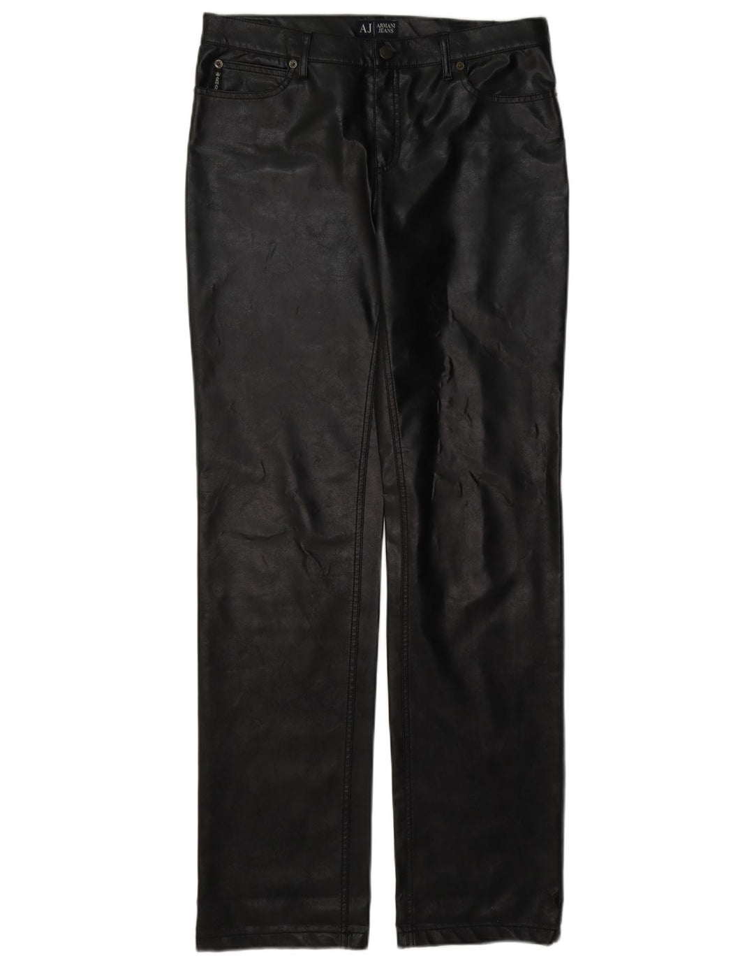 Pantaloni din piele pentru femei Armani W30 L35 negru