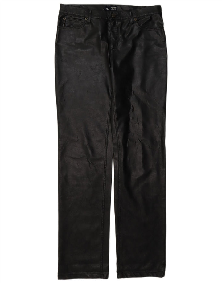 Pantaloni din piele pentru femei Armani W30 L35 negru