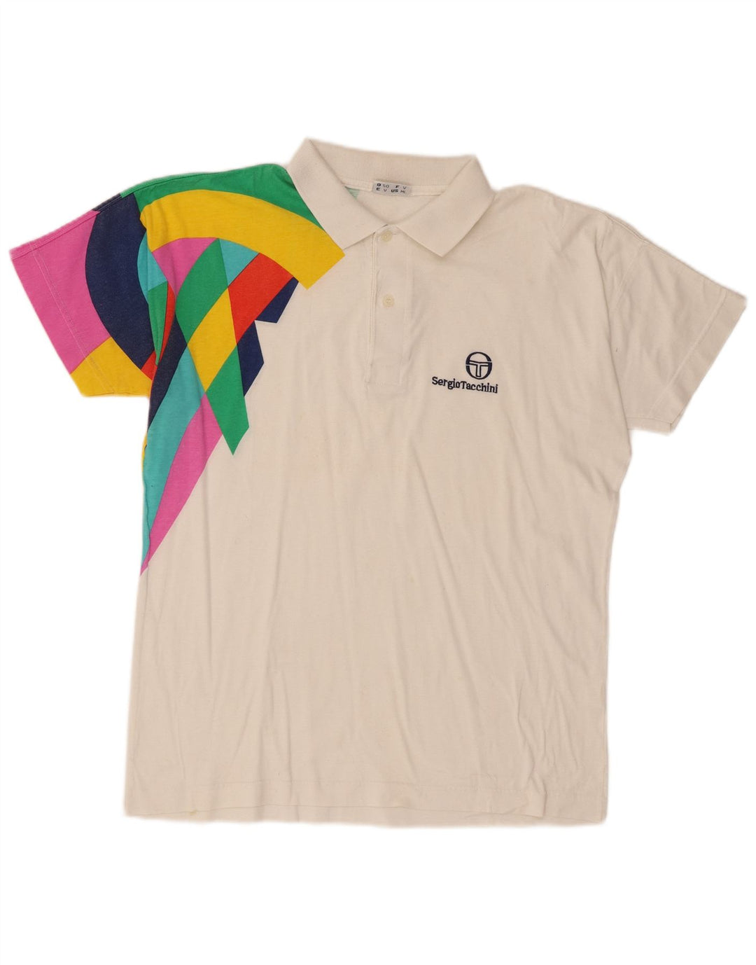 Tricou polo Sergio Tacchini pentru bărbați, bumbac color bloc alb mediu