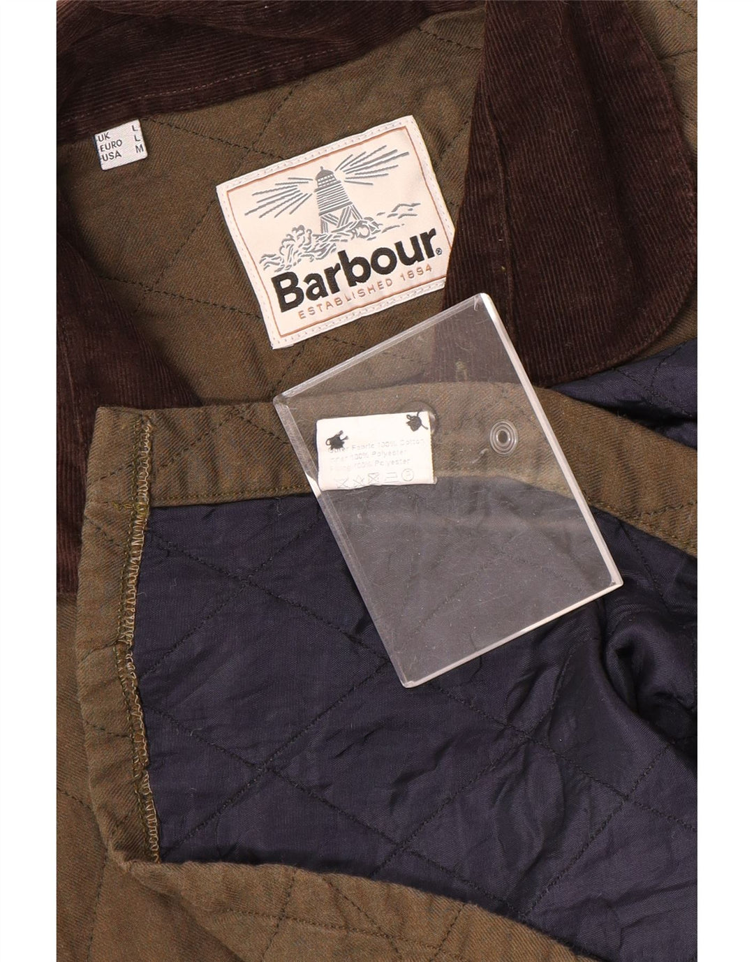 Jachetă matlasată pentru bărbați Barbour UK 40, bumbac mare kaki