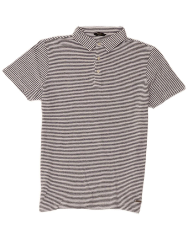 Tricou polo Massimo Dutti pentru bărbați, bumbac cu dungi albastre medii