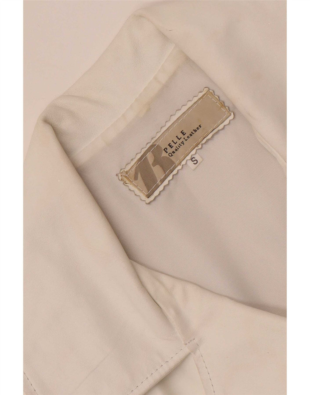 Jachetă vintage din piele cu 3 nasturi pentru femei UK 10 Small White