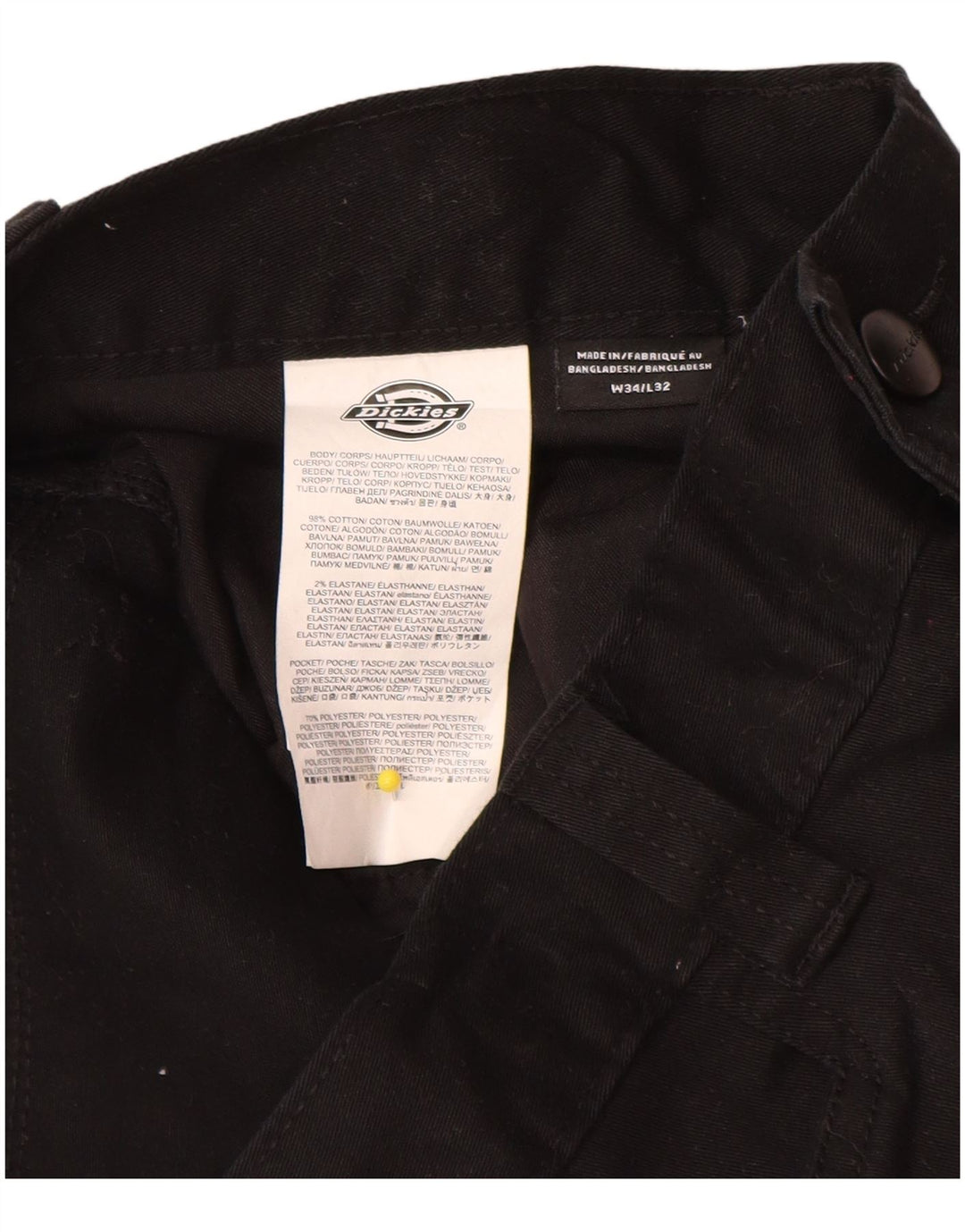 Pantaloni cargo dritti pentru bărbați Dickies W34 L32 bumbac negru