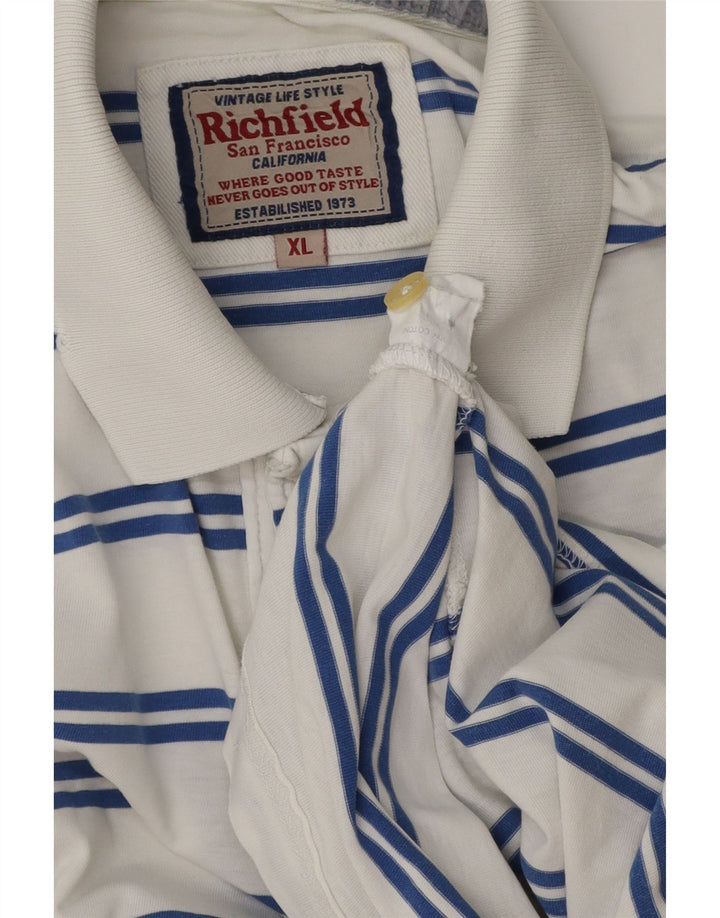 Tricou polo Richfield pentru bărbați XL, bumbac cu dungi albe