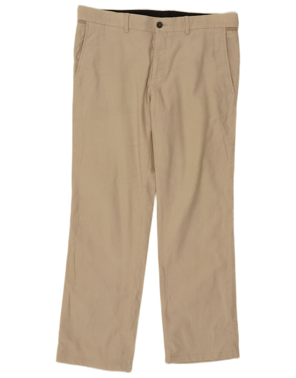 Pantaloni chino drepți pentru bărbați Zara EU 42 Large W32 L30 Bej Bumbac