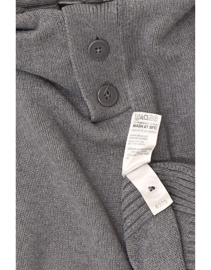 Marks & Spencer Pulover pentru bărbați, Blue Harbour, cu gât cu nasturi, 2XL, gri