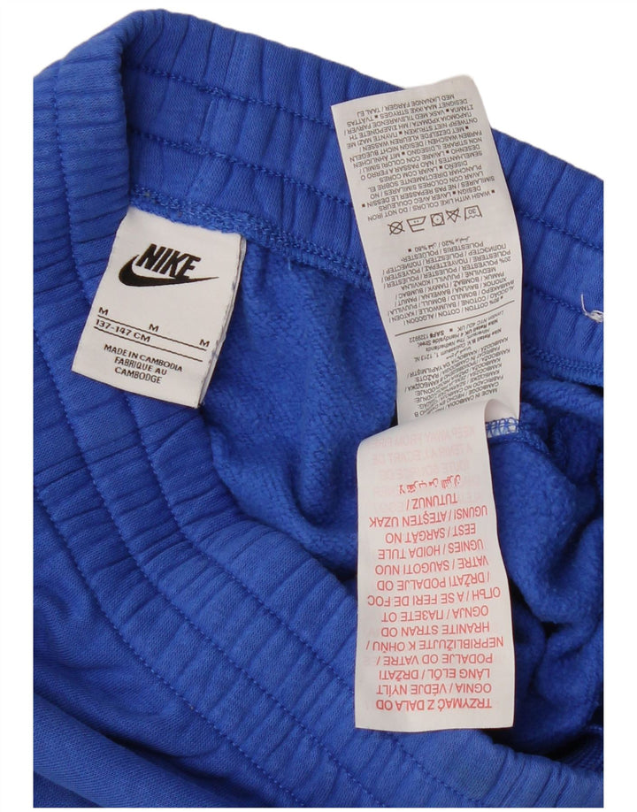 Pantaloni scurți sport grafic NIKE pentru băieți 10-11 ani, bumbac albastru mediu
