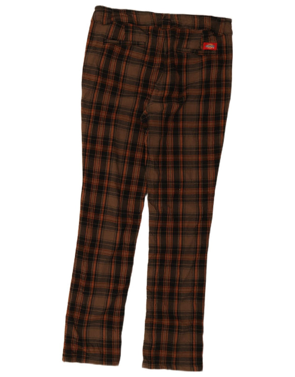Pantaloni chino skinny pentru femei Dickies US 13 Large W34 L30 Brown Check Rayon