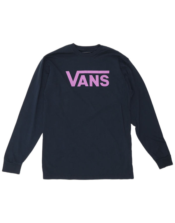VANS Mens Classic Fit Graphic Top Long Sleeve Medium Navy Blue Cotton