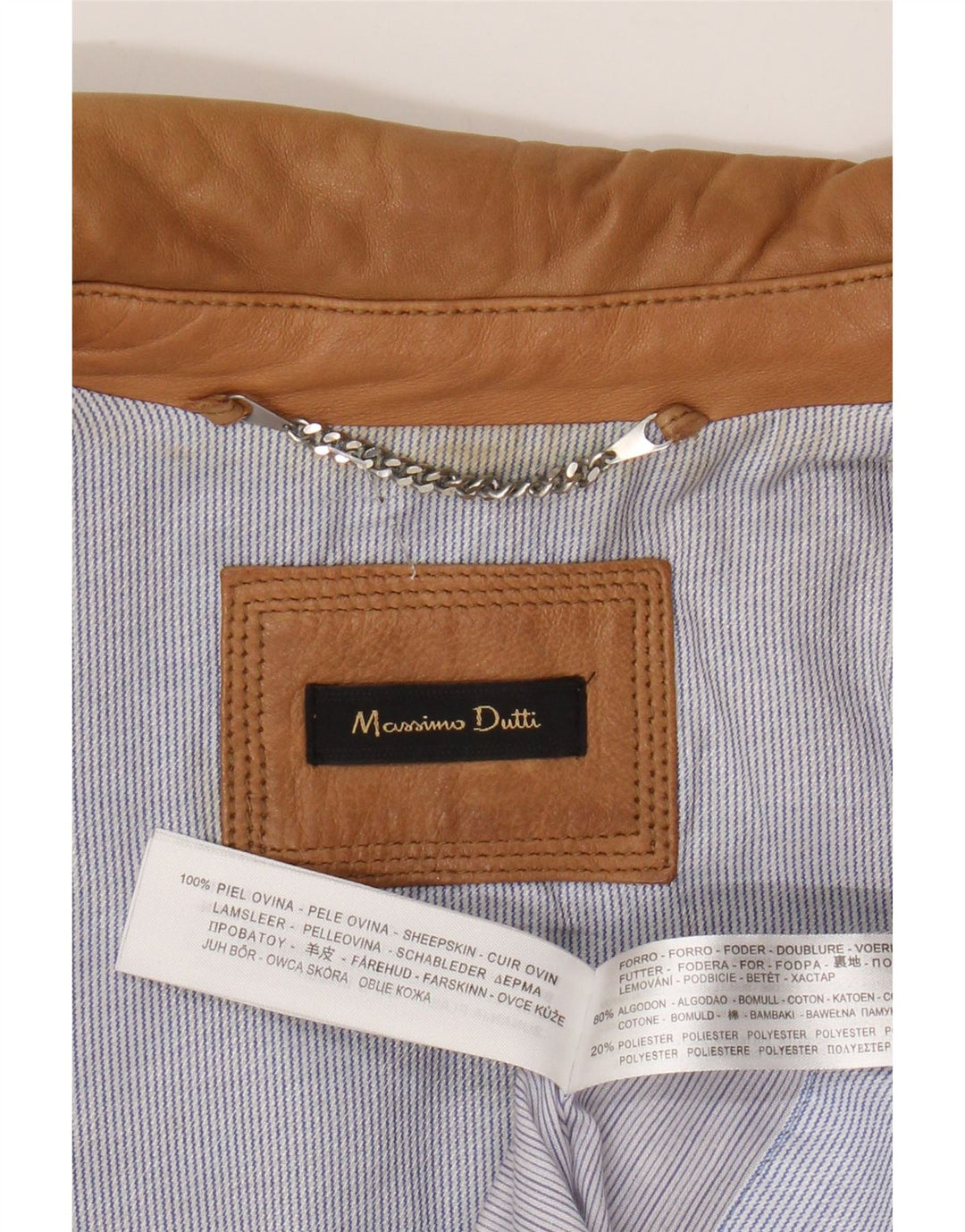 Massimo Dutti Jachetă de piele crop pentru femei UK 12 Medium Beige Piele de oaie