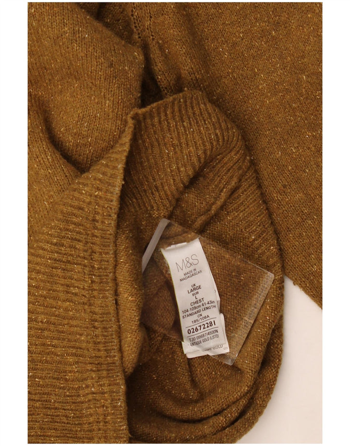 Pulover pentru bărbați Marks & Spencer, cu gât roșu, lână mare pete kaki
