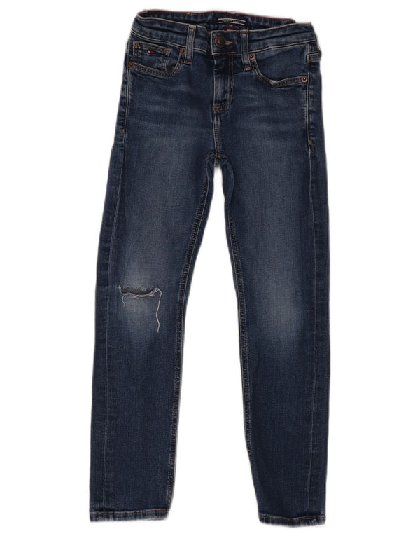 TOMMY HILFIGER Blugi skinny distressed pentru baieti 7-8 ani bumbac albastru