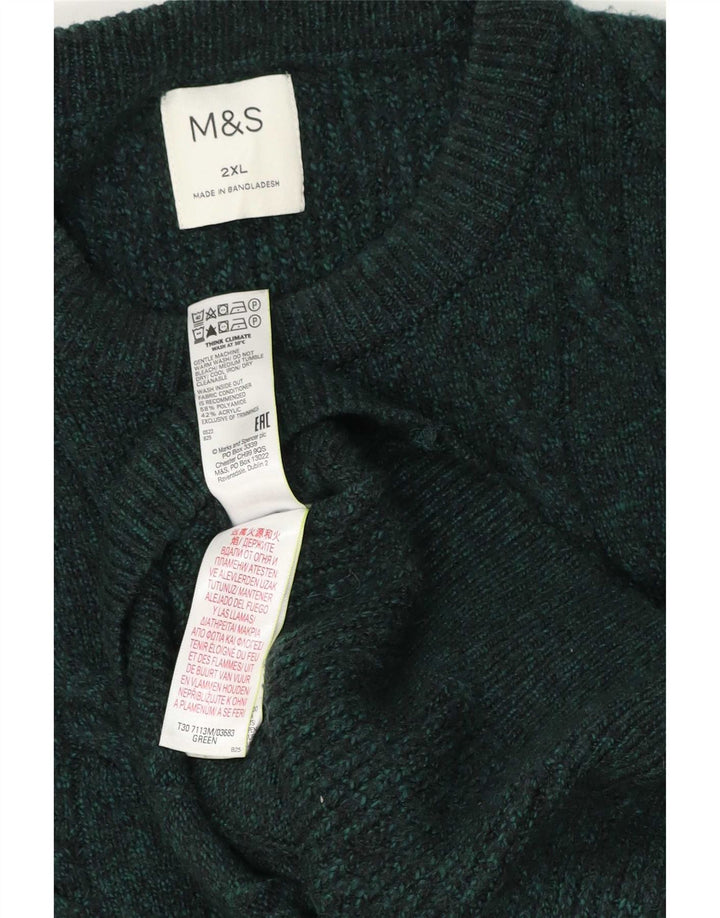 Pulover pentru bărbați Marks & Spencer cu gât crew, poliamidă verde 2XL