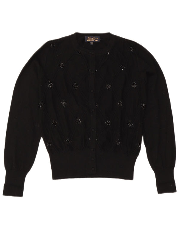 Pulover cardigan pentru femei Luisa Spagnoli UK 14 Medium Negru Geometric Lână