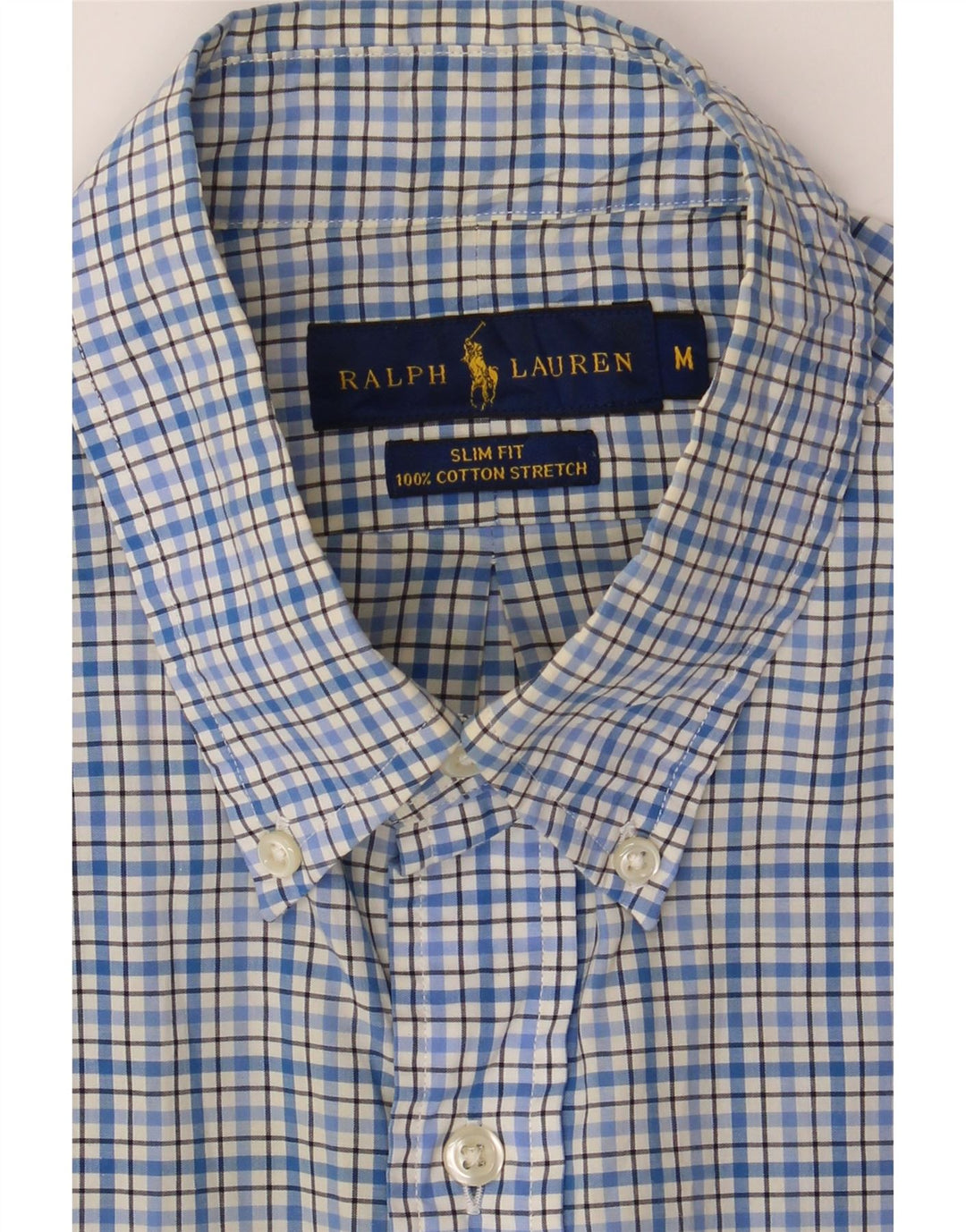 Cămașă pentru bărbați RALPH LAUREN Slim Fit, bumbac cu carouri albastru mediu