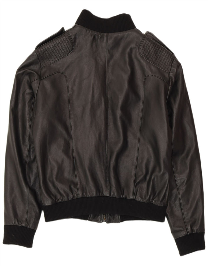 MIRA FURS Jachetă militară din piele pentru bărbați IT 52 XL din piele neagră