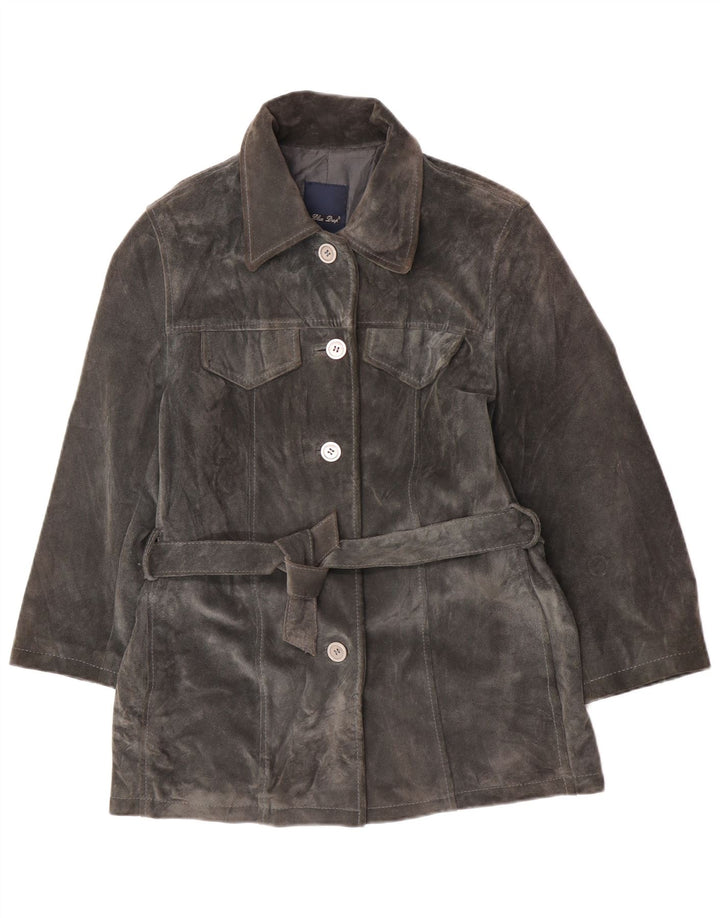 Jachetă vintage de piele intoarsa pentru femei UK 14 Medium Griy Leather