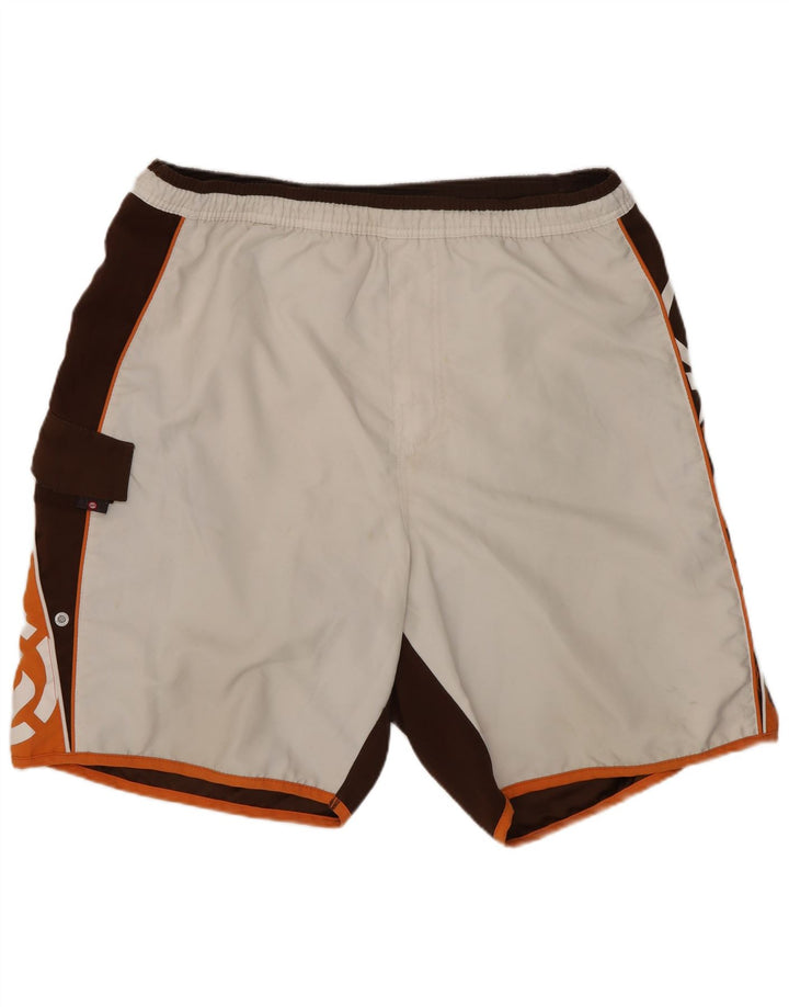 Pantaloni scurți de înot cu grafic pentru bărbați Animal, mari, alb, poliester color bloc