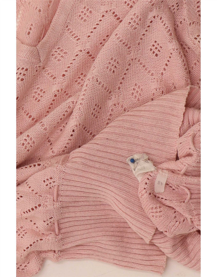 Bluză din tricot vintage pentru femei IT 48 XL roz geometric poliacrilic