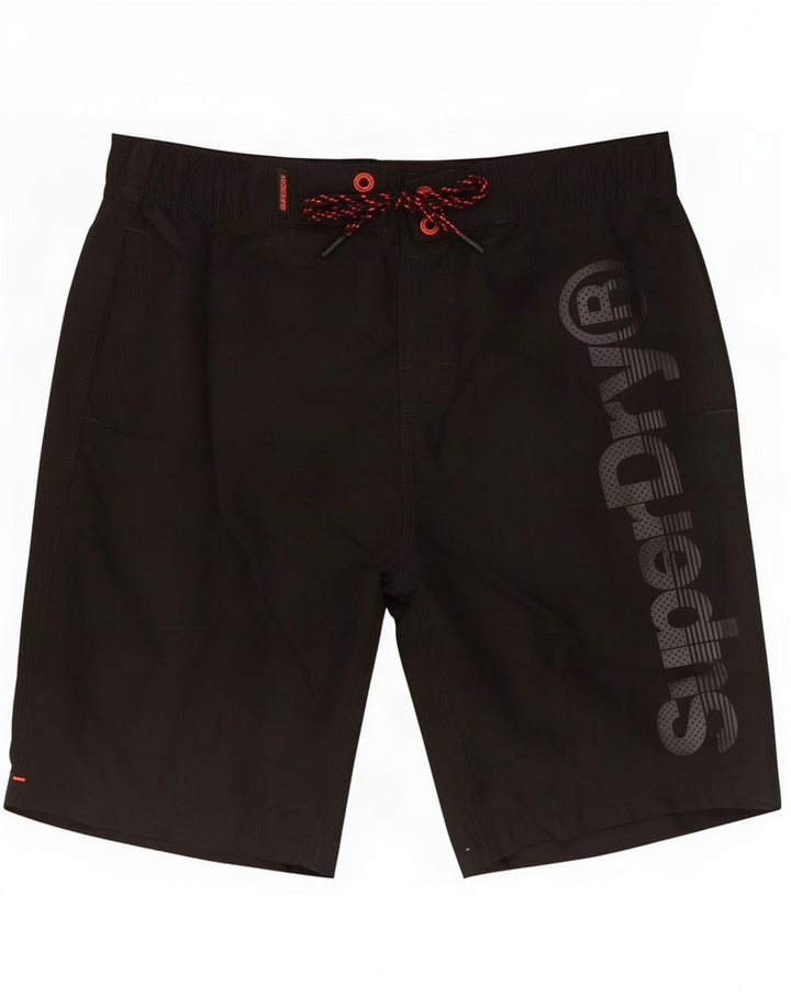 Pantaloni scurți de înot grafic Superdry pentru bărbați, poliester negru mic