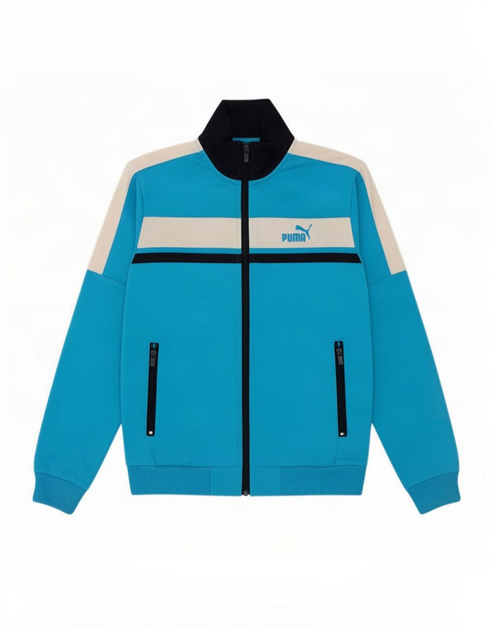 Jachetă de trening Puma pentru băieți, 11-12 ani, poliester color bloc albastru