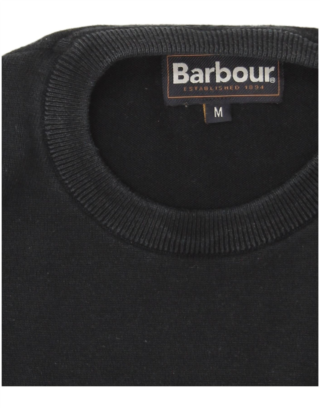 Pulover Barbour pentru bărbați cu gât roșu, bumbac mediu albastru bleumarin