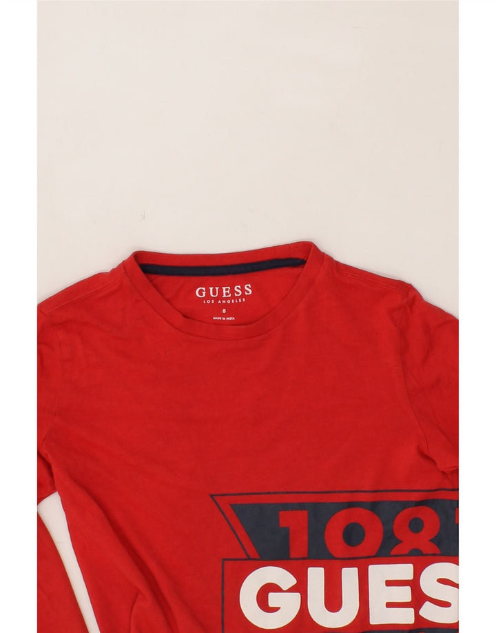 GUESS Boys Graphic Top Long Sleeve 7-8 Years Red Vintage Guess and Second-Hand Guess from Messina Hembry 