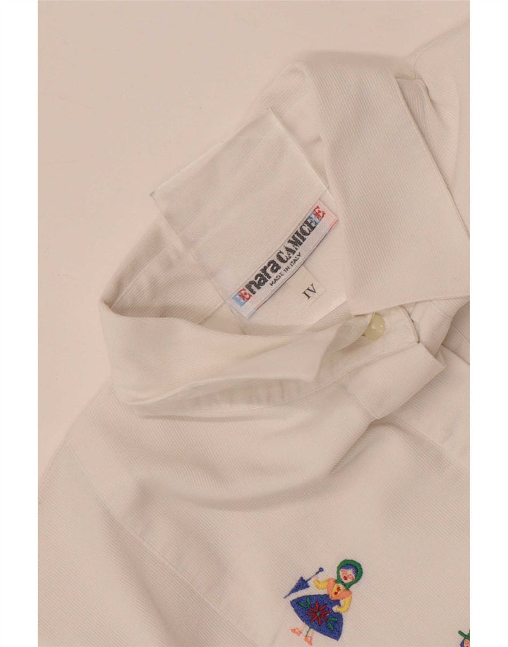 Bluză cămașă cu grafică Naracamicee pentru femei UK 14 Medium White Ethnic