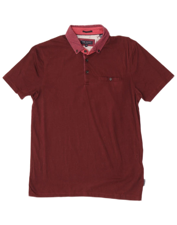Tricou polo pentru bărbați Ted Baker, mărimea 3, bumbac geometric maro mediu