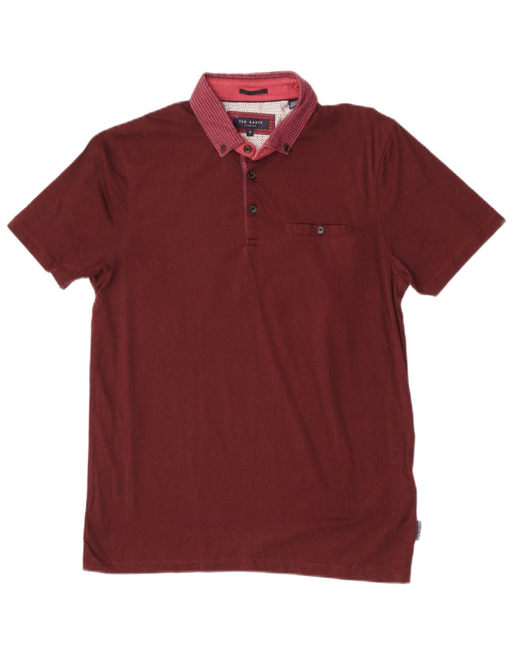 Tricou polo pentru bărbați Ted Baker, mărimea 3, bumbac geometric maro mediu