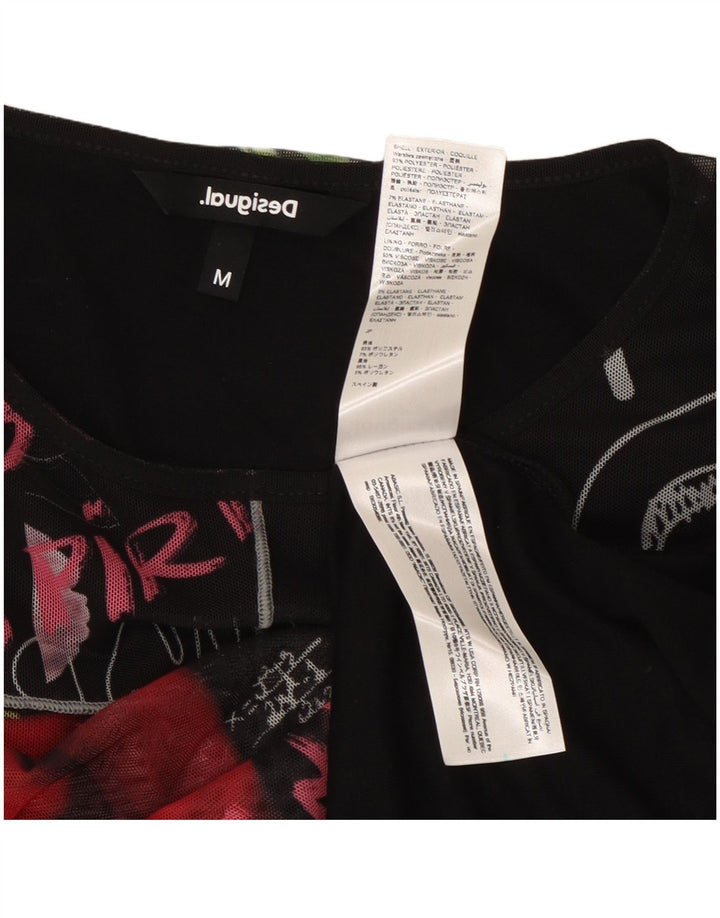 Tricou grafic Desigual pentru femei Top UK 12 Medium Black Floral Poliester