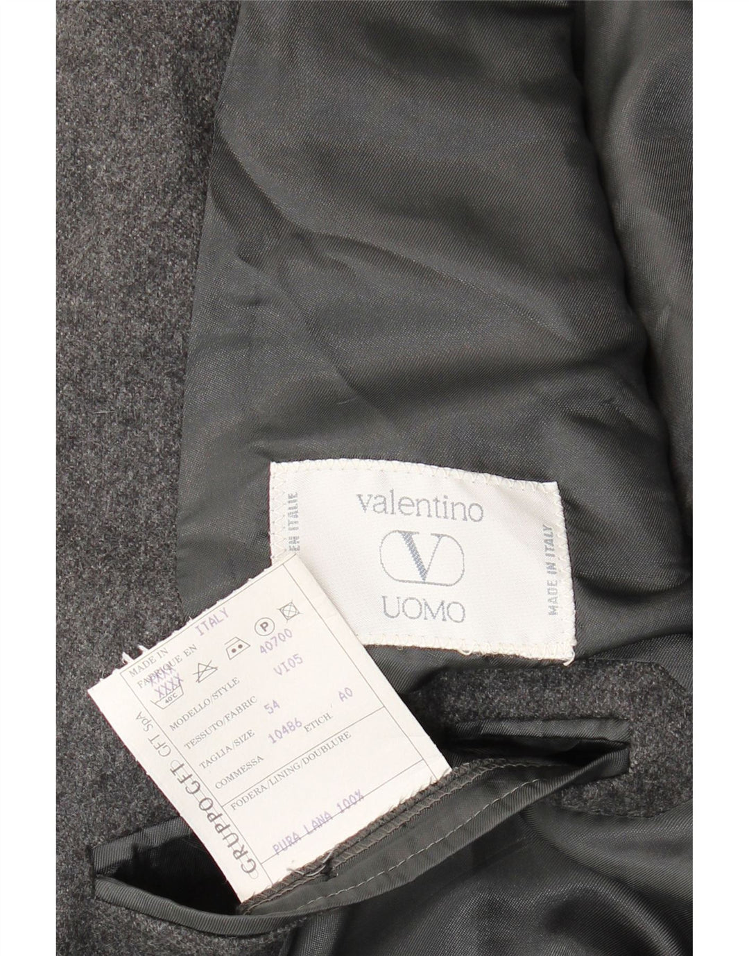 Jachetă Valentino pentru bărbați cu 2 nasturi și 2 nasturi IT 54 2XL gri din lână virgină