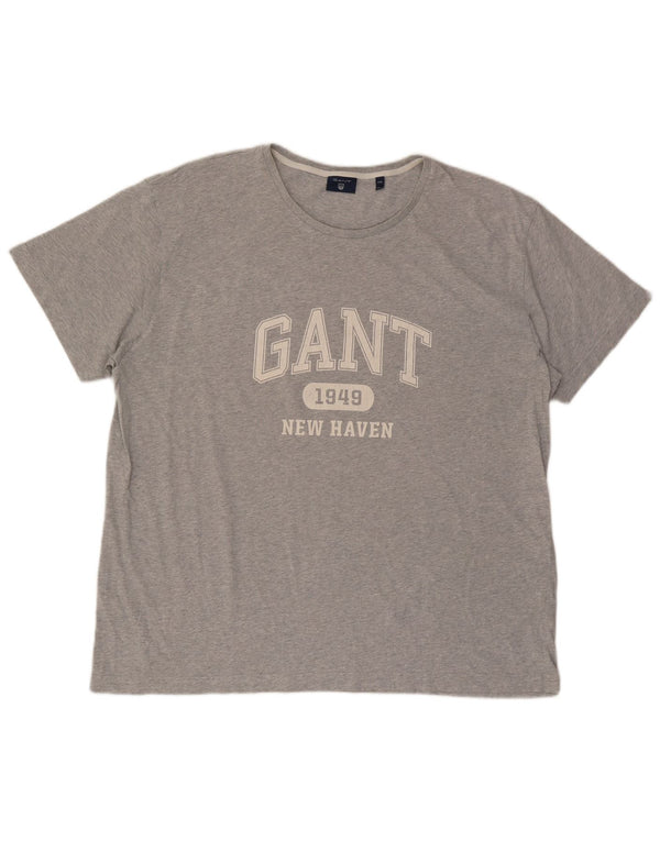 Tricou grafic Gant pentru bărbați Top 4XL, gri bumbac cu pete