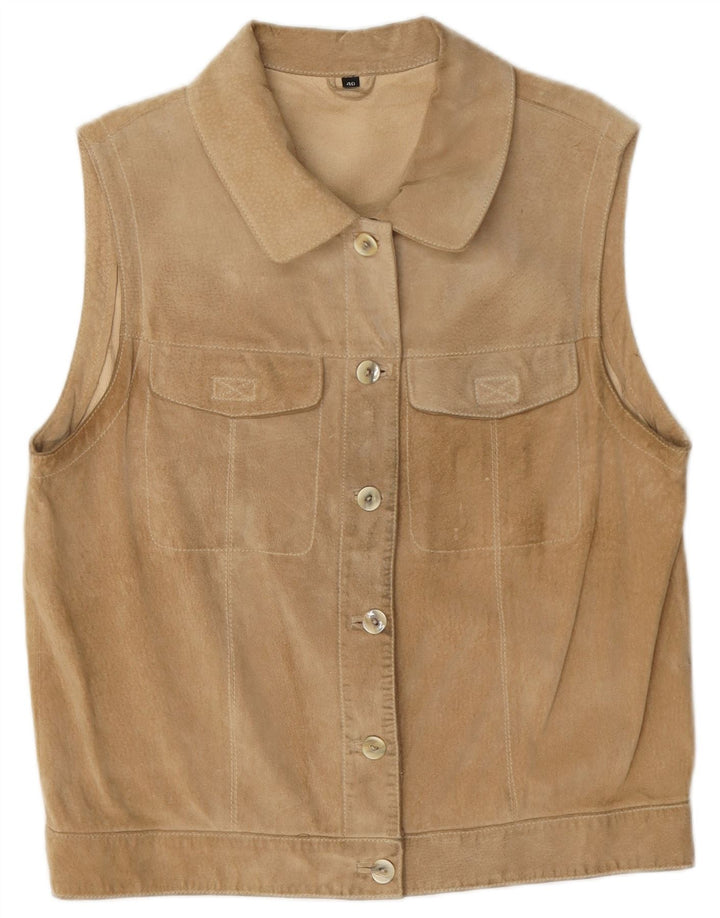 Gilet de damă vintage din piele intoarsa EU 40 Medium Beige Piele