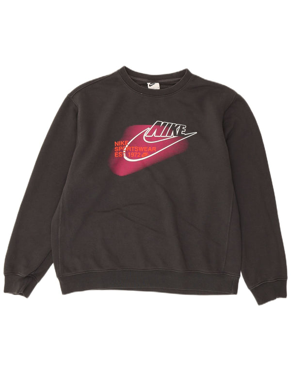 Hanorac grafic pentru bărbați Nike Pulover, bumbac, gri mediu
