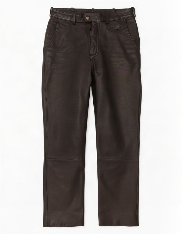 Pantaloni drepți din piele vintage pentru bărbați EU 48 Medium W30 L28 Negru