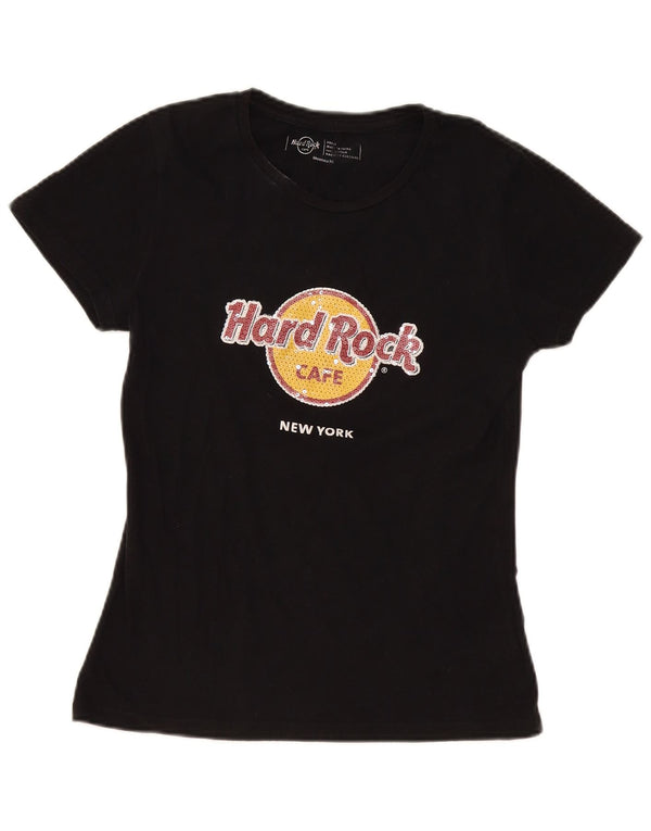 Hard Rock Cafe Tricou grafic New York pentru femei Top UK 10 Small Black Bumbac