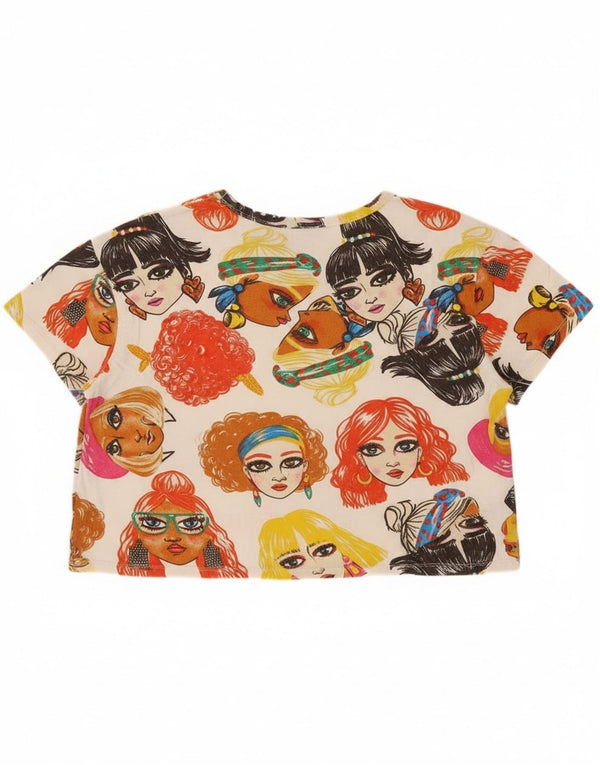 Zara Womens Crop Graphic T-Shirt Top UK 14 Medium Multicoloured