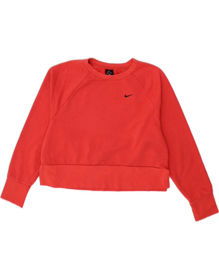NIKE Womens Dri Fit Crop Sweatshirt Jumper UK 14 Medium Red Polyester Vintage Nike and Second-Hand Nike from Messina Hembry 