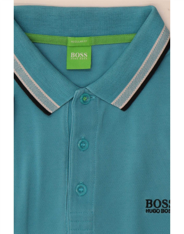 Cămașă polo Hugo Boss pentru bărbați, cu formă normală, cu dungi albastre medii