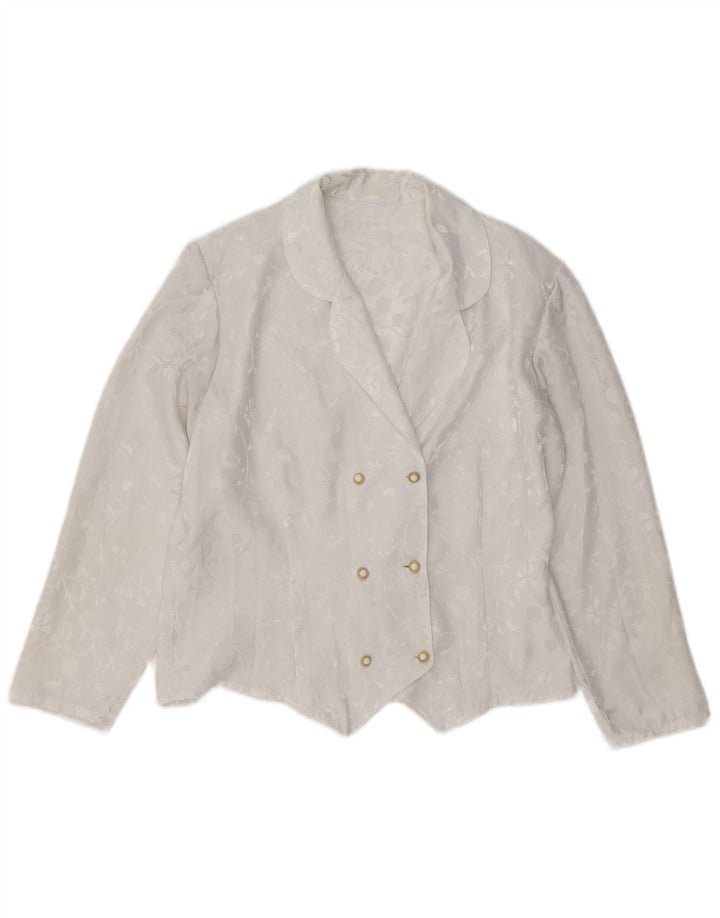 Blazer vintage pentru femei cu mâneci 3/4 UK 14 Medium White Floral