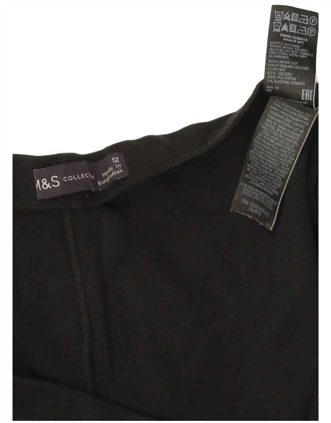 MARKS & SPENCER Pantaloni casual drepti pentru femei UK 12 Medium L32 L27 Negru